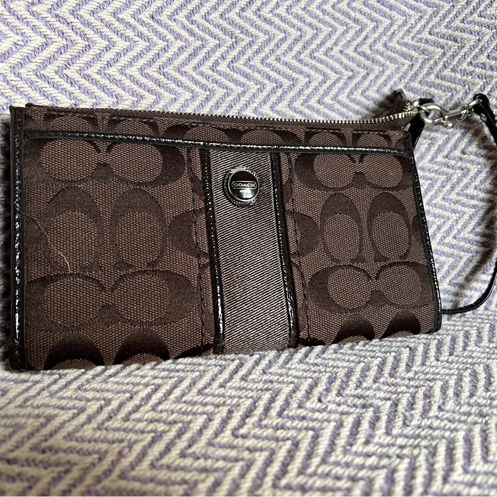 Coach Signature Brown Wristlet